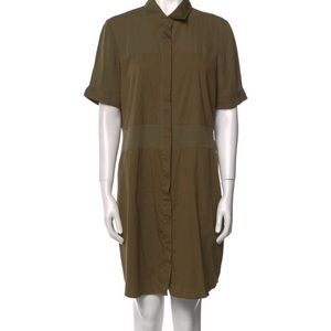 Theory Green Cuffed Sleeve Shirt Dress